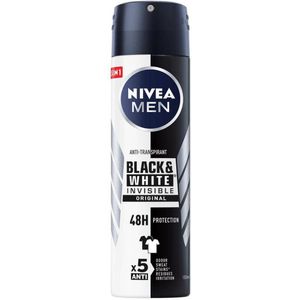 6x Nivea Men Deodorant Spray Invisible for Black & White 150 ml