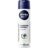 NIVEA MEN Sensitive Protect Deodorant Spray - Anti Transpirant Deo - Quick Dry - 6 x 150 ml - Voordeelverpakking