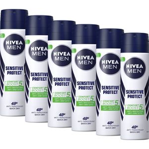 NIVEA MEN Sensitive Protect Deodorant Spray - 6 x 150 ml - Voordeelverpakking