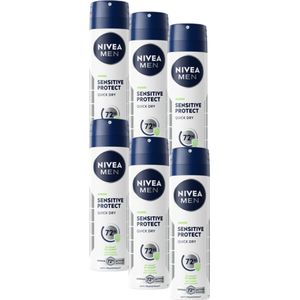 NIVEA MEN Sensitive Protect Deodorant Spray - Anti Transpirant Deo - Quick Dry - 6 x 150 ml - Voordeelverpakking