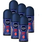 NIVEA MEN Dry Impact Deodorant Roller - 6 x 50 ml - Voordeelverpakking