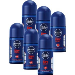 NIVEA MEN Dry Impact Anti-Transpirant Deo Roller - Deodorant - 6 x 50 ml - Voordeelverpakking