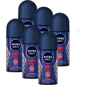 NIVEA MEN Dry Impact Deodorant Roller - 6 x 50 ml - Voordeelverpakking