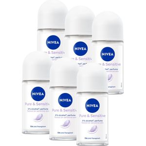NIVEA Pure & Sensitive - 6 x 50 ml - Voordeelverpakking - Deodorant Roller