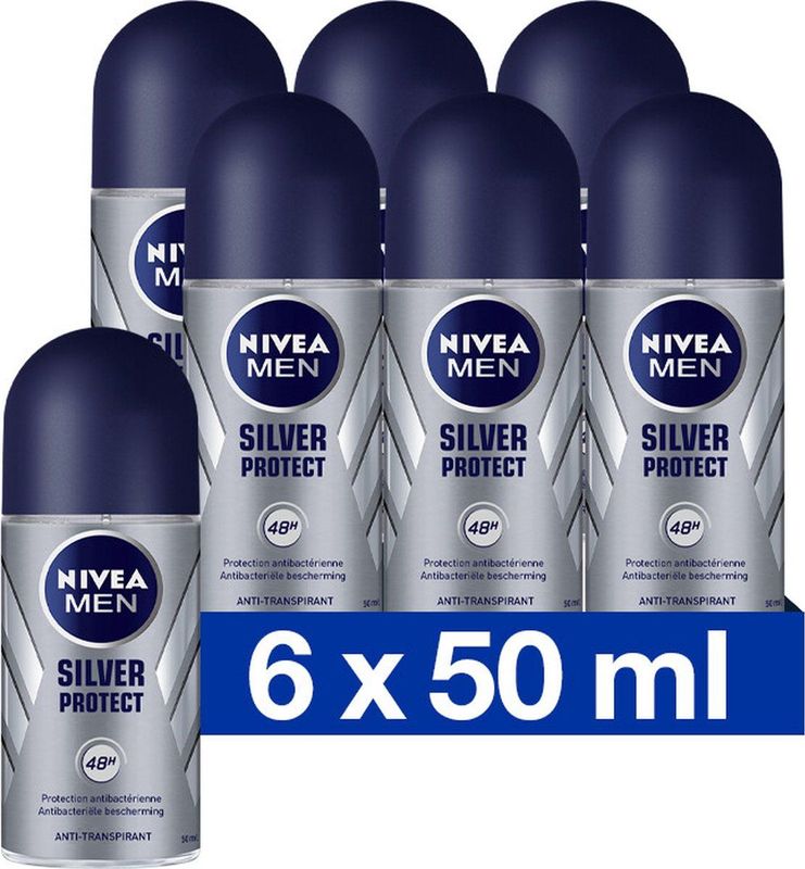 NIVEA MEN Silver Protect Dynamic Power Anti-Transpirant Deo Roller - Deodorant - 6 x 50 ml - Voordeelverpakking