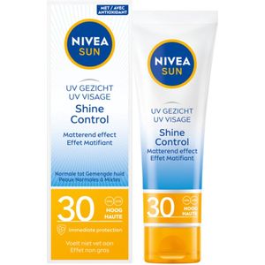 NIVEA - Sun UV Gezicht Shine Control - Gezichtszonnecrème - SPF 30 - 72% Biologisch Afbreekbaar