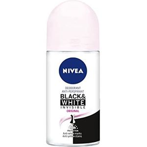 NIVEA Black & White Invisible Original Roll-on 6 stuks (6 x 50 ml), anti-transpirant voor een zachte geurende huid, deodorant roll on ter bescherming van kleding