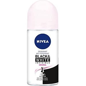 NIVEA Black & White Invisible Original Roll-on in verpakking van 6 stuks (6 x 50 ml), anti-transpirant voor een zachte huid met geur, deodorant roll-on ter bescherming van de kleding