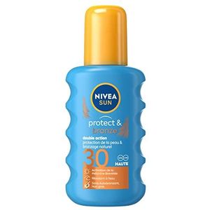 NIVEA Sun Zonnebrand- en bruiningsspray Protect & Bronze met beschermingsfactor 30 (2 x 200 ml), zonnebrandcrème met uv A- en uv B-bescherming voor een natuurlijk gebronsde bruine kleur