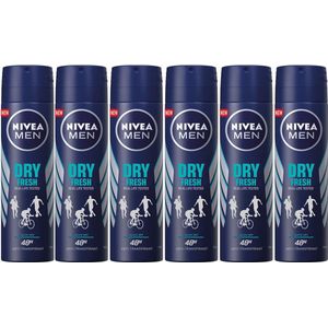 NIVEA MEN Dry Fresh - 6 x 150ml - Voordeelverpakking - Deodorant Spray