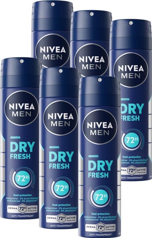 NIVEA MEN Dry Fresh - 6 x 150ml - Voordeelverpakking - Deodorant Spray