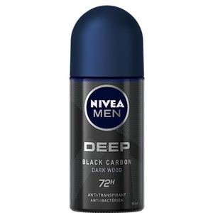 NIVEA MEN Deep Deodorant Ball, Black Carbon, Dark Wood 50 ml (verpakking van 4)
