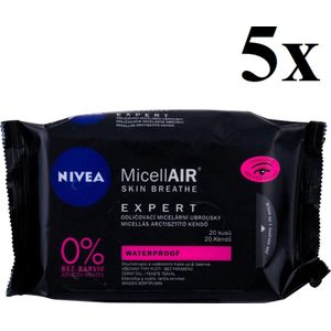 NIVEA Micellair Skin Breathe - Expert Make-up Remover - Gezichtsreiniger - Reinigingsdoekjes - 5 x 20 stuks