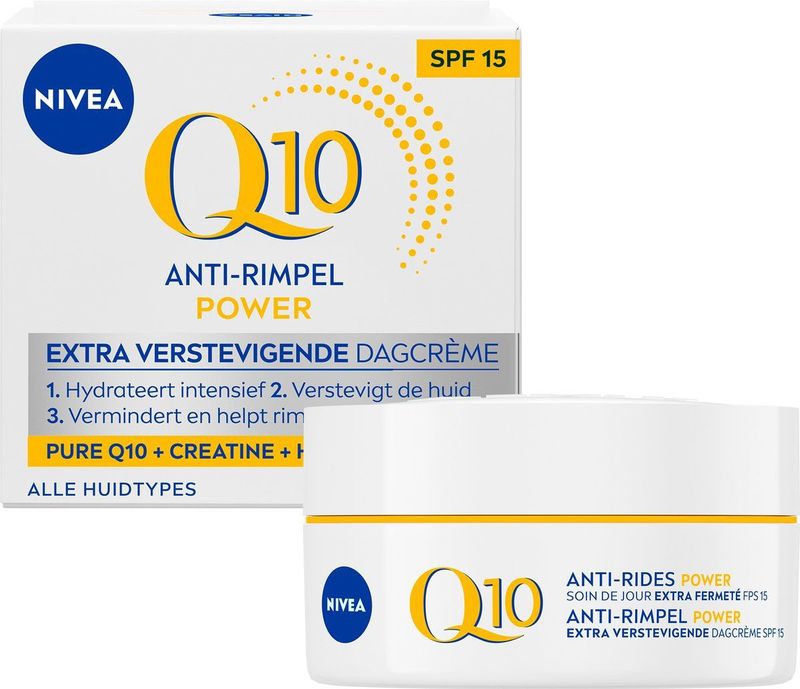 NIVEA Q10 Power Anti-Rimpel Dagcrème Gezicht - SPF 15 - Alle huidtypen - Crème Met Q10 en creatine - 50 ml