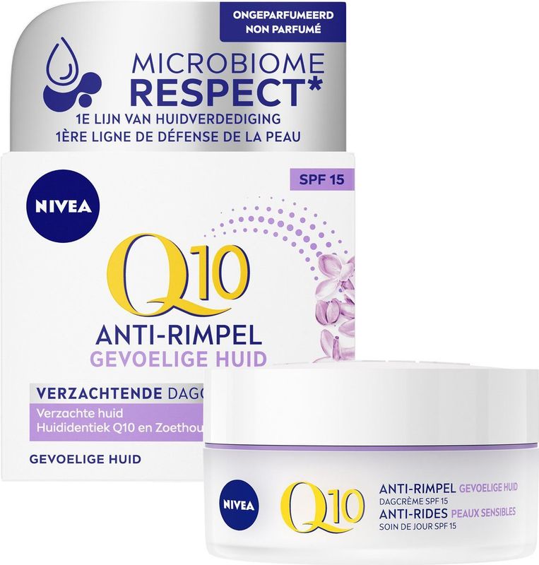 NIVEA Q10 POWER Sensitive Anti-rimpel Dagcrème - Gevoelige huid - SPF 15 - Met Q10, creatine en zoethoutextract - 50 ml
