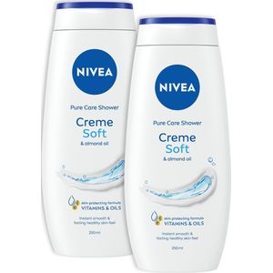 NIVEA Crème Soft Douchecrème - Body Wash - Hydraterende Douche Crème - 2 x 250 ml - Voordeelverpakking