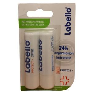 NIVEA Labello Protect, Baume à lèvres enrichi en huiles naturelles et protection solaire FPS 15, Soin des lèvres Hydratation longue durée pendant 24H