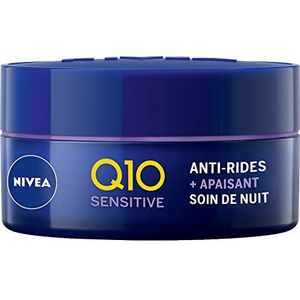 NIVEA Q10 Power Comfort nachtverzorging, anti-rimpel + gevoelige huid (1 x 50 ml), anti-aging crème met Q10 & 10 x meer creatine, gezichtsverzorging voor dames met zoethoutextract