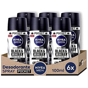NIVEA Deodorant (Black & White Men) - 6 x 100 ml (in totaal 600 ml)