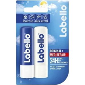 Labello Original & Med Repair Lippenbalsem - 2 x 5.5 ml - Lipbalsem Speciaal voor droge en gebarsten lippen - Lipbalsem - Lipbalm - Lipverzorging