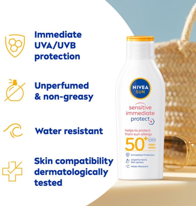 NIVEA - Sun Sensitive Anti-Allergie Zonnemelk - SPF 50 - 12 x 200 ml - Voordeelverpakking