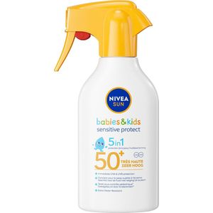 NIVEA SUN Babies & Kids Sensitive Protect Zonnebrand Spray - Baby en Kind - SPF50+ - Zonnespray - Eczeemgevoelige huid - Parfumvrij - Waterbestendig - 270 ml