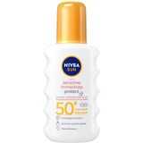 NIVEA SUN Sensitive Immediate Protect Zonnebrand Spray SPF 50 +- Gevoelige huid - Met bio aloë vera - Parfumvrij - 200 ml