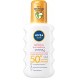 NIVEA SUN Sensitive Immediate Protect Zonnebrand Spray SPF 50 +- Gevoelige huid - Met bio aloë vera - Parfumvrij - 200 ml