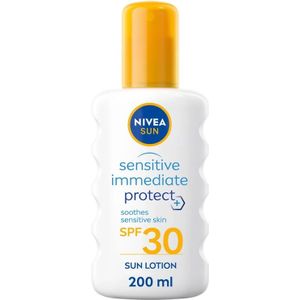 NIVEA - Sun Sensitive Immediate Protect - Zonnebrand Spray - Transparant - SPF 30 - 200 ml