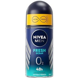 NIVEA Men Fresh Ocean Deodorant 0% (1 x 50 ml) Deodorant 48 uur bescherming heren verzorging zonder zout aluminium en fris gevoel