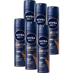 NIVEA MEN Deep Espresso Deodorant Spray - Anti-Transpirant Spray - 6 x 150ml - Voordeelverpakking