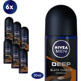 NIVEA MEN Deep Espresso Deodorant Roll On - 6 x 50ml - Anti-Transpirant - Voordeelverpakking