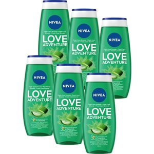 NIVEA Love Adventure Douchegel – Shower Gel Met Aloë Vera - Bevat Vitamine C en Vitamine E - Voordeelverpakking 6 x 250 ml