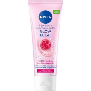 NIVEA Glow Face Rijstscrub - Gezichtsscrub - Reinigingsscrub - Droge en gevoelige huid - Scrub Gezicht - Japonica-rijstzaden - Bio framboos - 75 ml