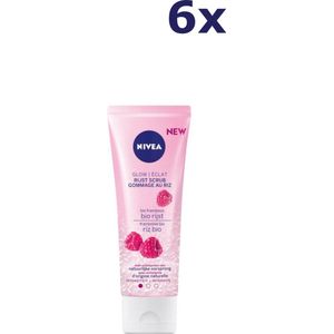 6x Nivea Rijstscrub Mild met Bio Framboos 75 ml