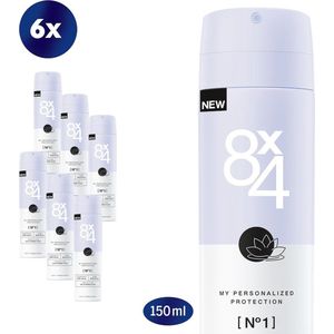 8X4 N0.1 Pure Aqua - Anti-Transpirant Spray - Deodorant - 6 x 150 ml - Voordeelverpakking