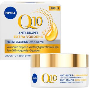 NIVEA Q10 Power Dagcrème Extra voedend – Anti-rimpel Crème – SPF 15 – Bio arganolie – Droge huid – 50 ml