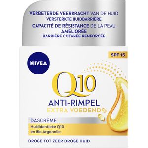 NIVEA Q10 Power Dagcrème Extra voedend – Anti-rimpel Crème – SPF 15 – Bio arganolie – Droge huid – 50 ml