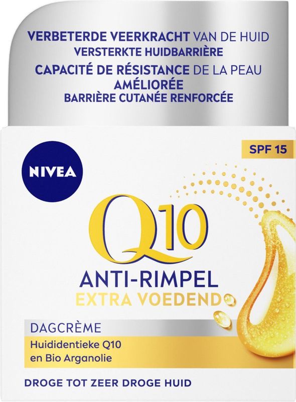 NIVEA Q10 Power Dagcrème Extra voedend – Anti-rimpel Crème – SPF 15 – Bio arganolie – Droge huid – 50 ml