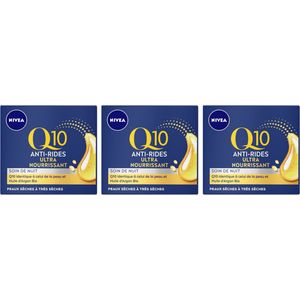 3x Nivea Nachtcreme Anti-Rimpel Q10 Power Extra Voedend 50 ml