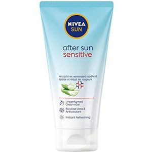 Nivea Sun Aftersun Sensitiv SOS Crèmegel, 175 ml, verkoelende aftersun-gel met rustgevende werking, met biologische aloë vera en antioxidanten voor de gevoelige huid