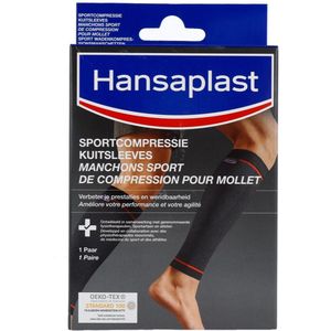 Hansaplast Sport Compressie Kuit Sleeves - Kuit Ondersteuning - One Size - Zwart - 1 Stuk