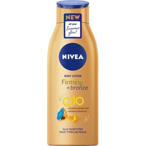 NIVEA Q10 Firming + Bronze Bodylotion Bruiner - Stevigere Huid en Natuurlijk Gebruinde Look - Hydraterende Lotion - Snelbruiner - Bruinen zonder Zon - Zelfbruiner Lichaam - 400 ml