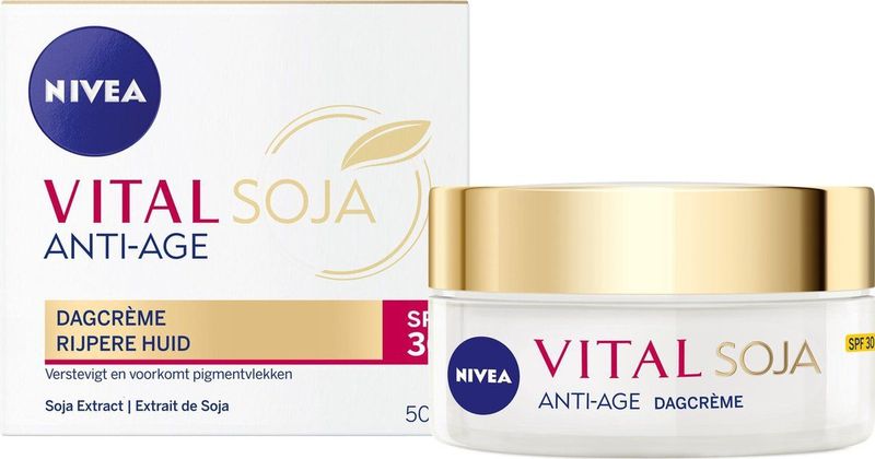 NIVEA VITAL Soja Anti-Age Beschermende Dagcrème - Rijpe huid - SPF 30 - pigmentvlekken Crème - Met Sojaextract - 50 ml