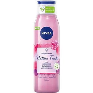 NIVEA Nature Fresh verzorgende douchegel framboos (300 ml), zacht reinigende douchegel met een formule zonder microplastic, veganistische doucheverzorging met fruitige geur