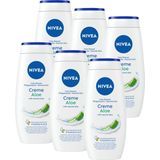 NIVEA Creme Aloë Vera Douchecrème – Douchegel met 3 heilzame oliën - Bevat vitamine C en E - 6 x 250 ml - Voordeelverpakking