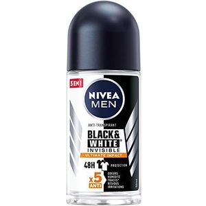 NIVEA Mannen deodorant Black & White Ultimate Impact Anti-transpirant voor heren, 48H bescherming, okseltranspirant zonder alcohol