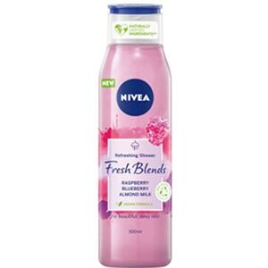 NIVEA Fresh Blends douchegel framboos (300 ml), douchegel voor dames, met frambozengeur, veganistische douchegel van natuurlijk frambozen- en bosbessensap en amandelmelk