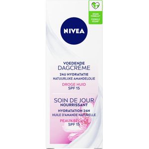 NIVEA Essentials Voedende Dagcrème - Gezichtscreme Droge huid - SPF 15 - Gezichtsverzorging Met natuurlijke amandelolie - 50 ml