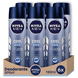 Nivea Men Cool Kick Deodorant Spray, 6 x 150 ml